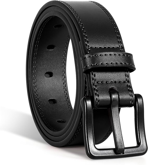 VONMELLI Nickel Free Leather Belt for Men, TSA Approved Non Metal Men’s Belt for Jeans with Hypoallergenic Buckle